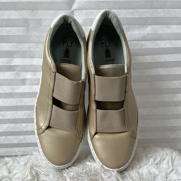 Fly London Gold Sneakers with Minimalist Design - Picture 2 of 8